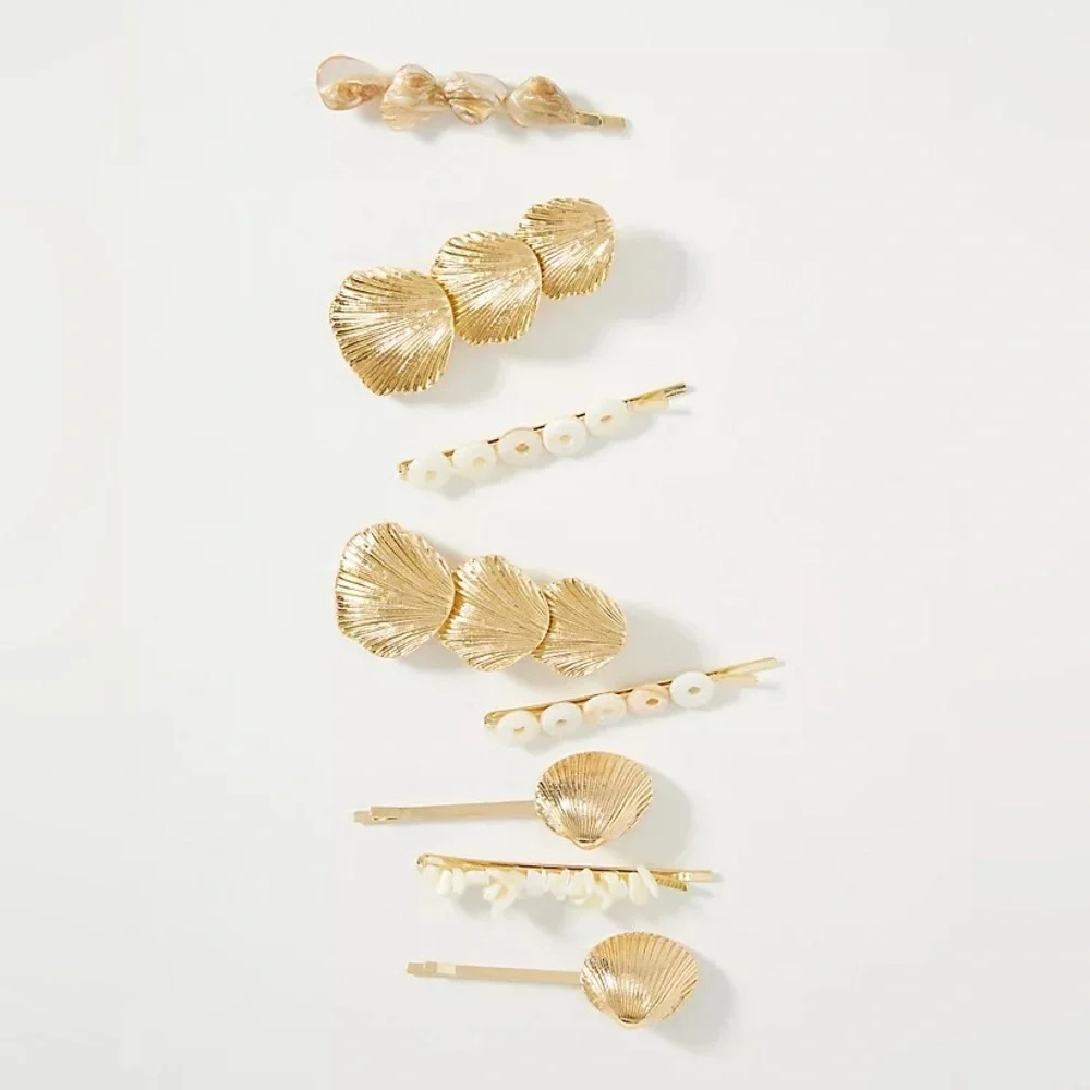 Anthropologie sea life hair clips set of 8 NWT